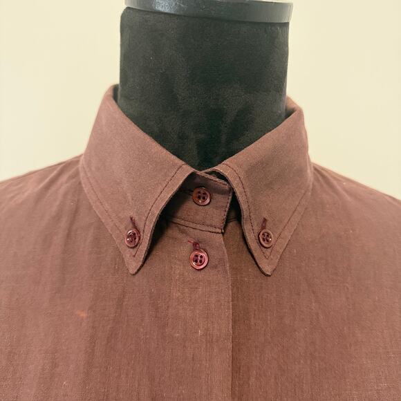 Vintage Alexander McQueen Mens Italian Burgundy Button Up Shirt RARE Size 46 - Picture 8 of 12